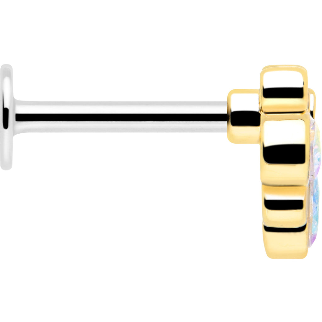 BodyCandy 16G 1/4 Aurora Gem Golden Crown Deluxe Labret — side view