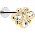BodyCandy 16G 1/4 Clear Gem Golden Crown Deluxe Labret — main product shot