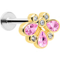 BodyCandy 16G 1/4 Pink Gem Golden Crown Deluxe Labret — main product shot