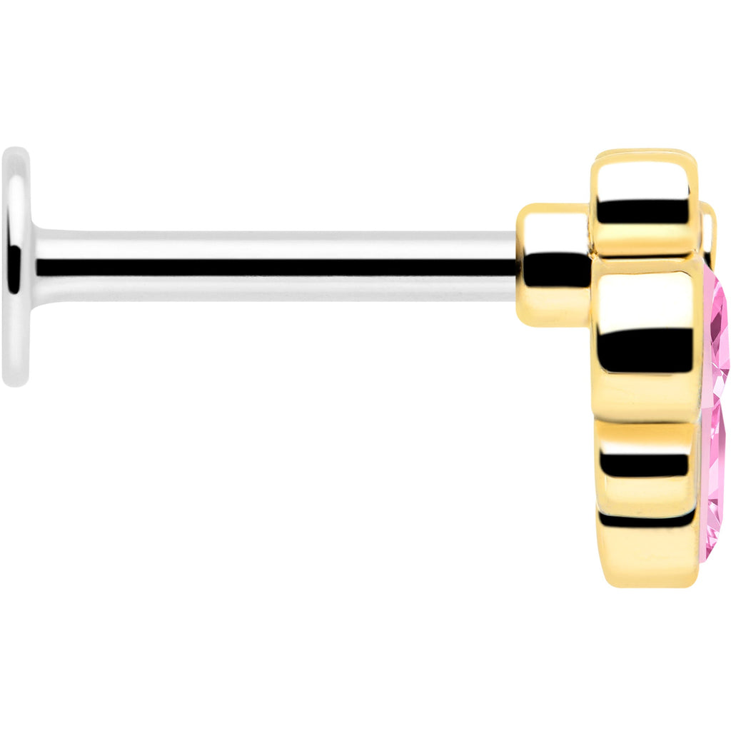 BodyCandy 16G 1/4 Pink Gem Golden Crown Deluxe Labret — side view
