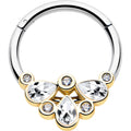 BodyCandy 16G 3/8 Clear Gem Golden Crown Deluxe Hinged Segment Ring — main product shot