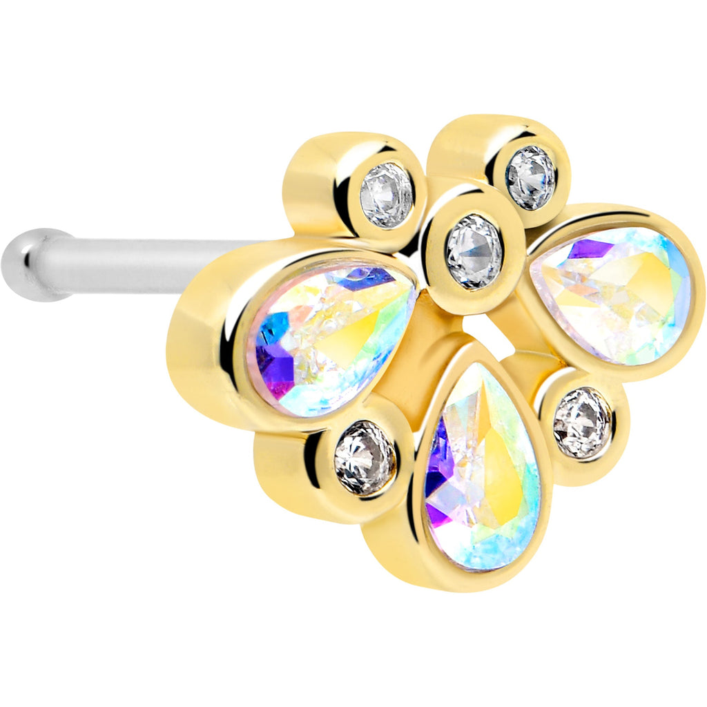 BodyCandy 20G 1/4 Aurora Gem Golden Crown Deluxe Nose Bone — main product shot