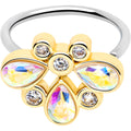 BodyCandy 20G 5/16 Aurora Gem Golden Crown Deluxe Nose Hoop — main product shot