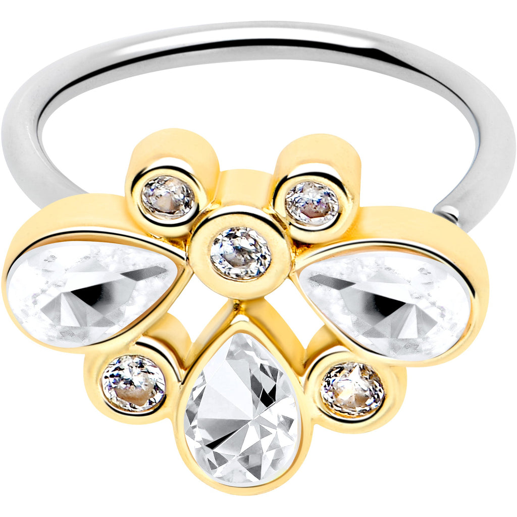 BodyCandy 20G 5/16 Clear Gem Golden Crown Deluxe Nose Hoop — main product shot
