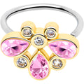 BodyCandy 20G 5/16 Pink Gem Golden Crown Deluxe Nose Hoop — main product shot