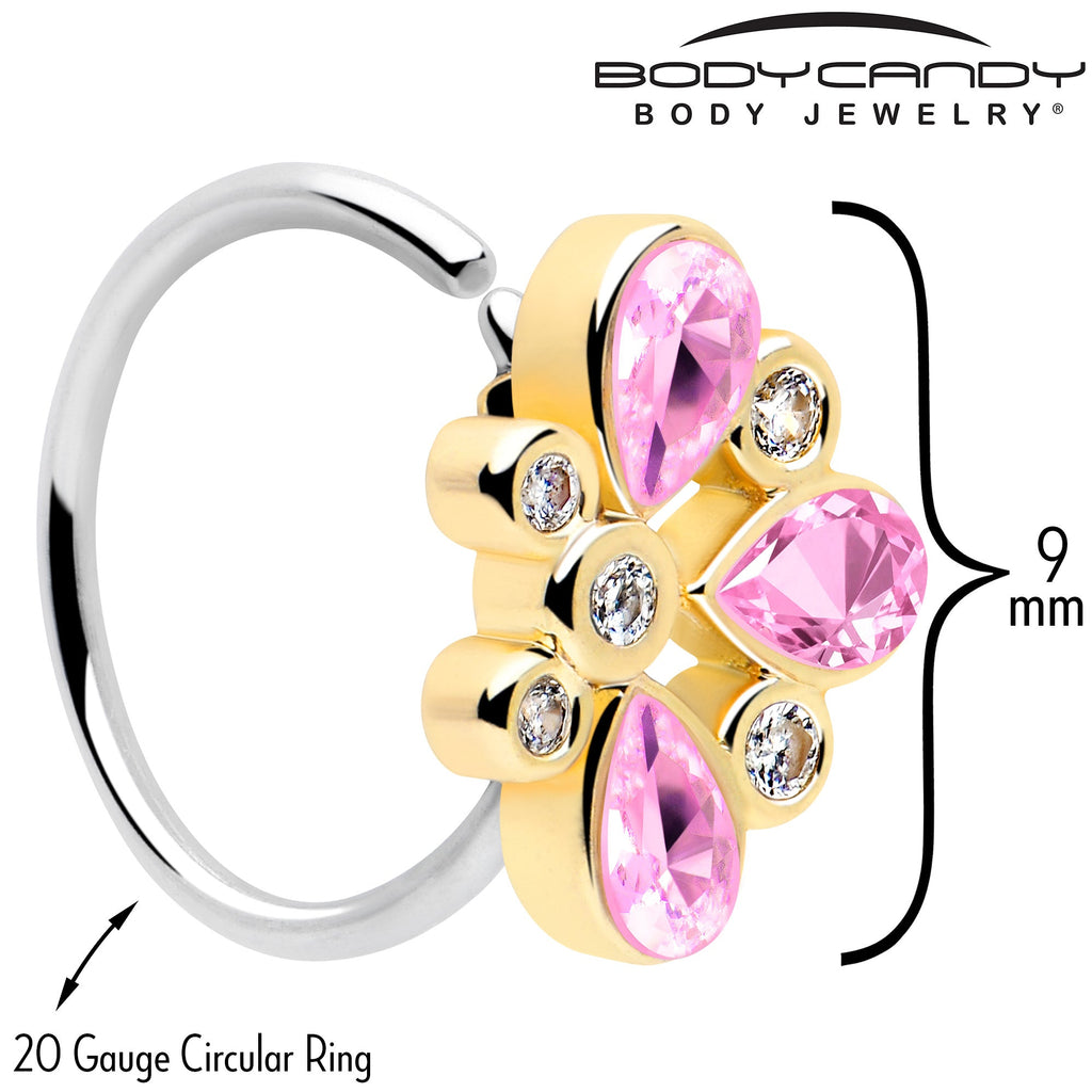 BodyCandy 20G 5/16 Pink Gem Golden Crown Deluxe Nose Hoop — lifestyle context