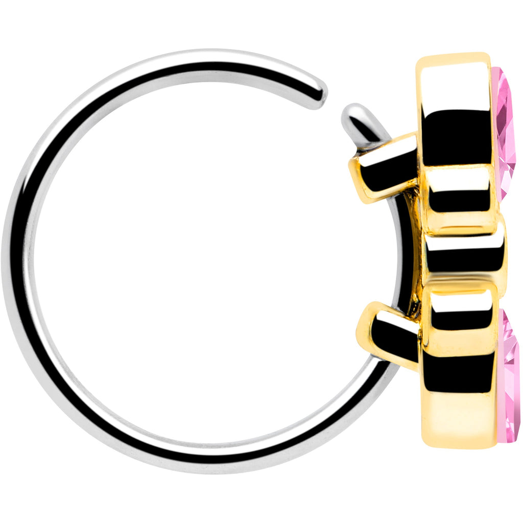 BodyCandy 20G 5/16 Pink Gem Golden Crown Deluxe Nose Hoop — side view
