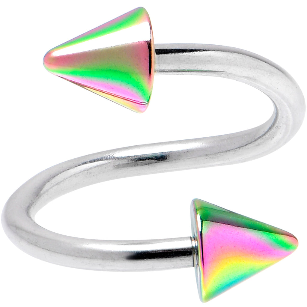 BodyCandy 16G 3/8 Rainbow Cone Ends Spiral Twister Eyebrow Ring — main product shot