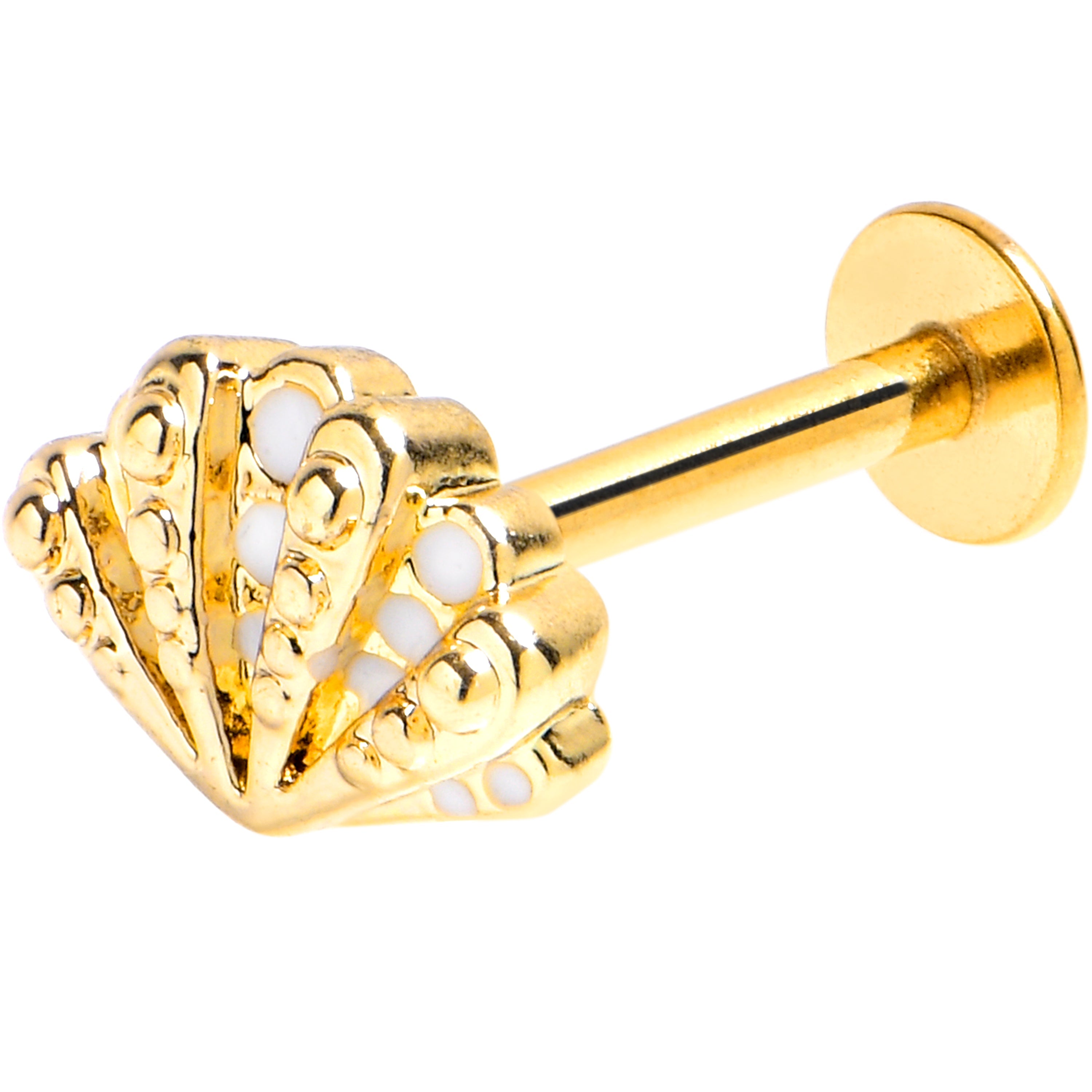 BodyCandy 16G 5/16 Gold Tone Luxe Sea Shell Glam Labret Monroe Tragus — main product shot