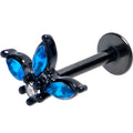 BodyCandy 16G 5/16 Blue Clear Gem Black Goth Flower Labret Monroe Tragus — main product shot