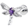 BodyCandy 16G 1/4 Purple Gem Texture Dragonfly Labret — main product shot
