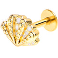 BodyCandy 16G 1/4 Gold Tone Luxe Sea Shell Glam Labret Tragus — main product shot