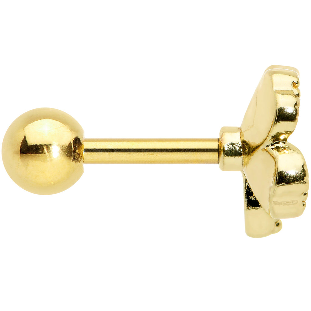 BodyCandy 16G 1/4 Clear Gem Gold Hue Lucky Shamrock Cartilage Tragus Earring — lifestyle context