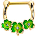 BodyCandy 16G 5/16 Clear Gem Gold Tone Lucky Shamrock Cartilage Clicker — main product shot