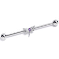 BodyCandy 14G Purple Gem Texture Dragonfly Industrial Barbell 38mm — main product shot