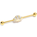 BodyCandy 14G Clear Gem Gold Tone Luxe Sea Shell Glam Industrial Barbell 38mm — main product shot
