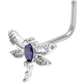 BodyCandy 20G 7mm Purple Gem Texture Butterfly L Shape Nose Ring — main product shot