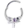 BodyCandy 16G 3/8 Purple Gem Texture Dragonfly Hinged Segment Ring — main product shot