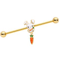 BodyCandy 14G Gold Tone Cutie Easter Bunny Dangle Industrial Barbell 38mm — main product shot