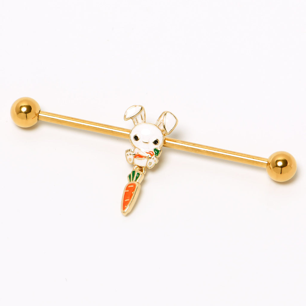 BodyCandy 14G Gold Tone Cutie Easter Bunny Dangle Industrial Barbell 38mm — size reference
