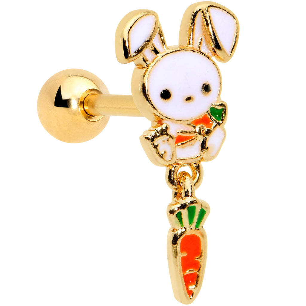 BodyCandy 16G 1/4 Gold Hue Cutie Easter Bunny Dangle Cartilage Tragus Earring — main product shot