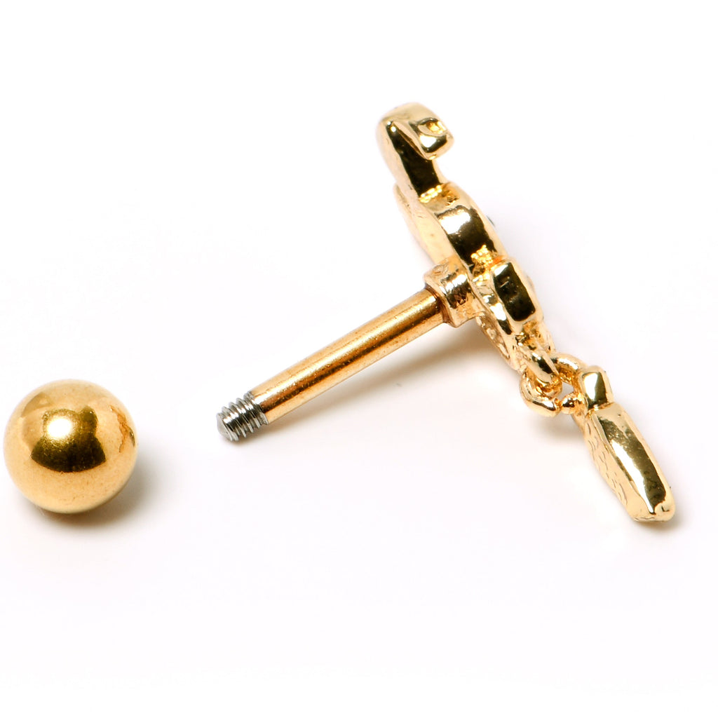 BodyCandy 16G 1/4 Gold Hue Cutie Easter Bunny Dangle Cartilage Tragus Earring — side view