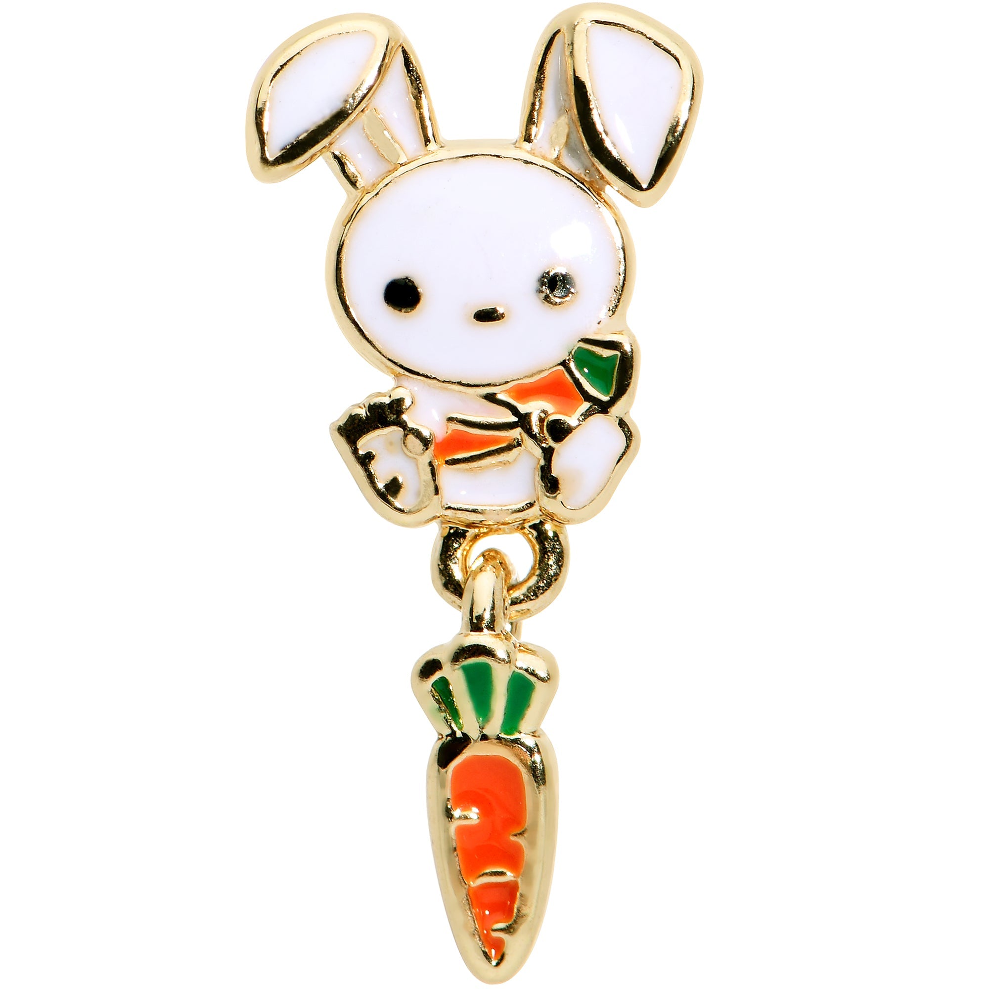 BodyCandy 16G 1/4 Gold Hue Cutie Easter Bunny Dangle Cartilage Tragus Earring — size reference