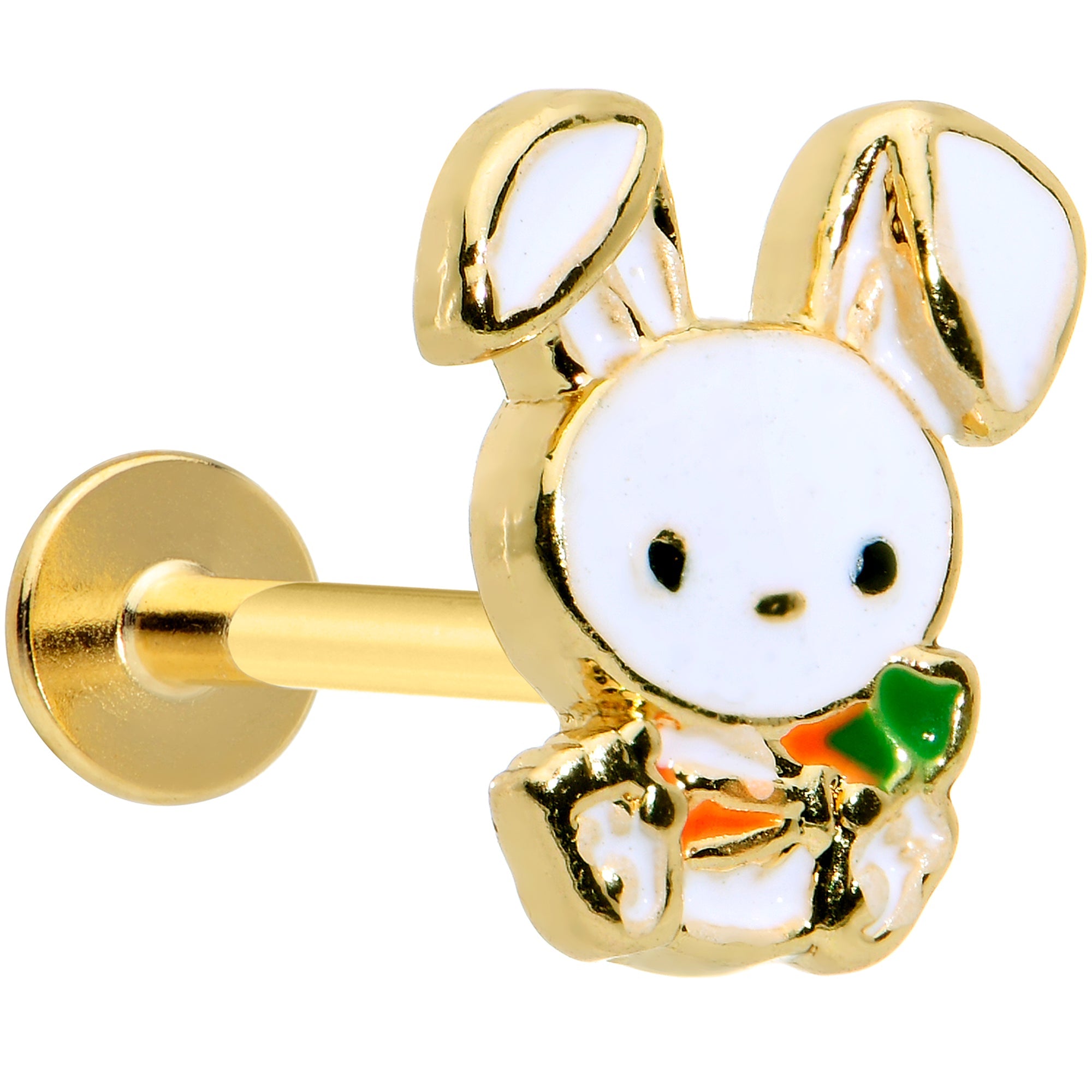 BodyCandy 16G 5/16 Gold Tone Cutie Easter Bunny Labret Monroe Tragus — main product shot