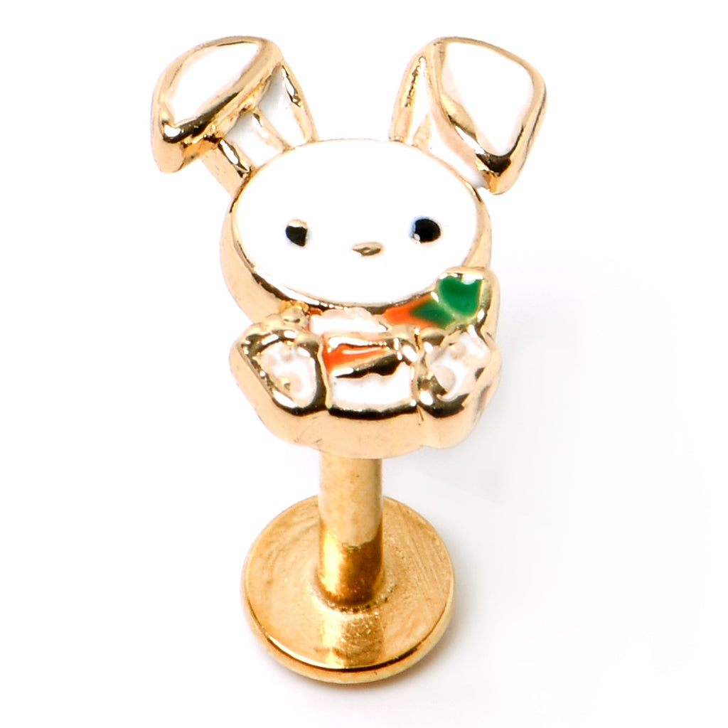 BodyCandy 16G 5/16 Gold Tone Cutie Easter Bunny Labret Monroe Tragus — in-use photo