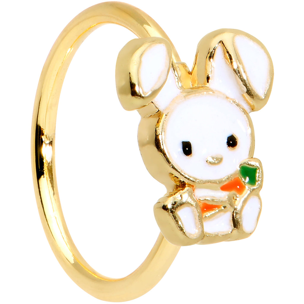 BodyCandy 20G 5/16 Gold Tone Cutie Easter Bunny Nose Hoop — main product shot