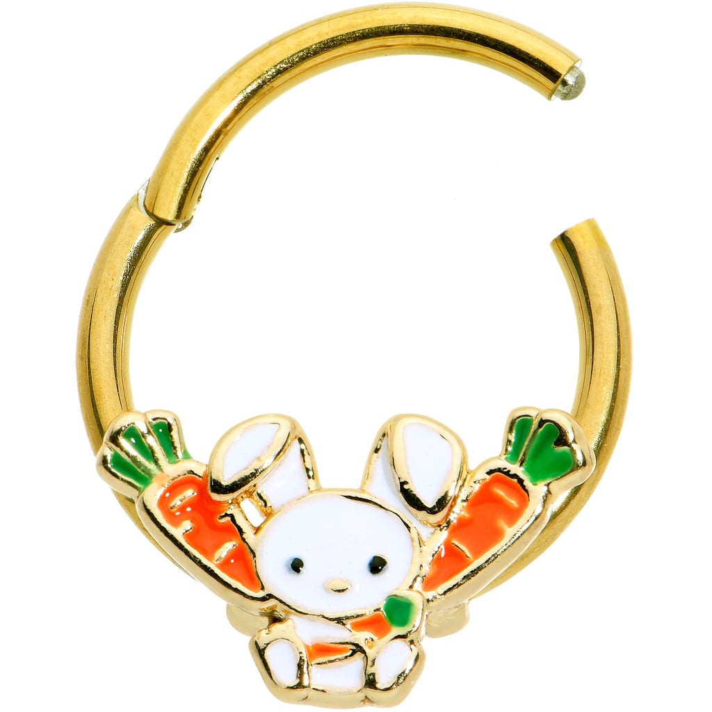 BodyCandy 16G 3/8 Gold Tone Cutie Easter Bunny Hinged Segment Ring — lifestyle context
