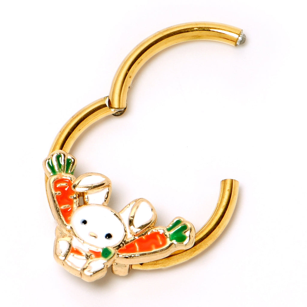 BodyCandy 16G 3/8 Gold Tone Cutie Easter Bunny Hinged Segment Ring — back view