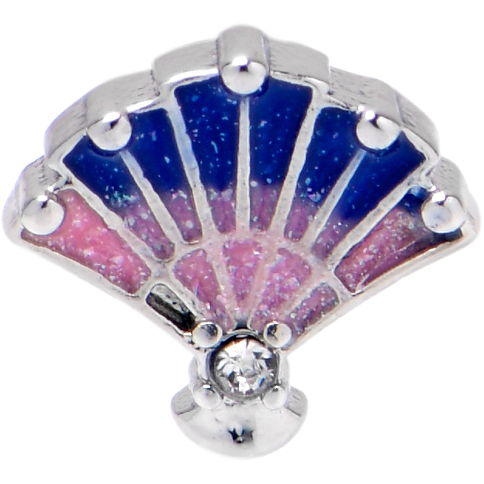 BodyCandy 16G 5/16 Clear CZ Gem Mesmerizing Ocean Sea Shell Magic Labret Tragus — detail close-up
