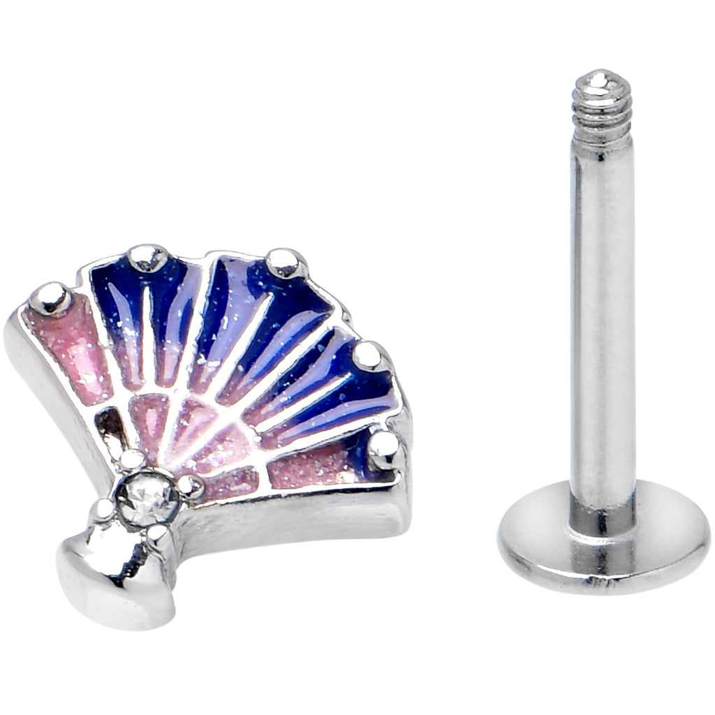 BodyCandy 16G 5/16 Clear CZ Gem Mesmerizing Ocean Sea Shell Magic Labret Tragus — side view