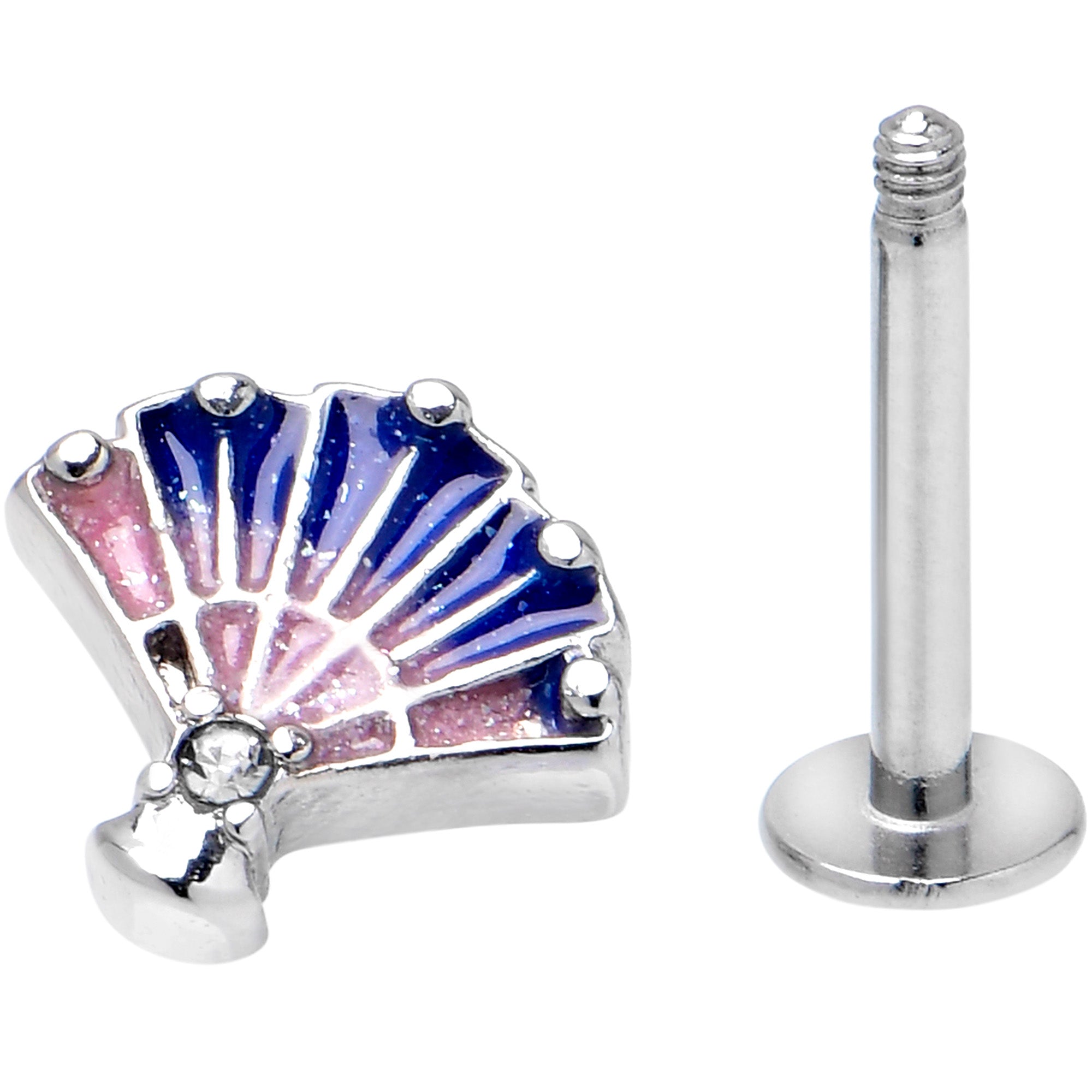 BodyCandy 16G 5/16 Clear CZ Gem Mesmerizing Ocean Sea Shell Magic Labret Tragus — side view