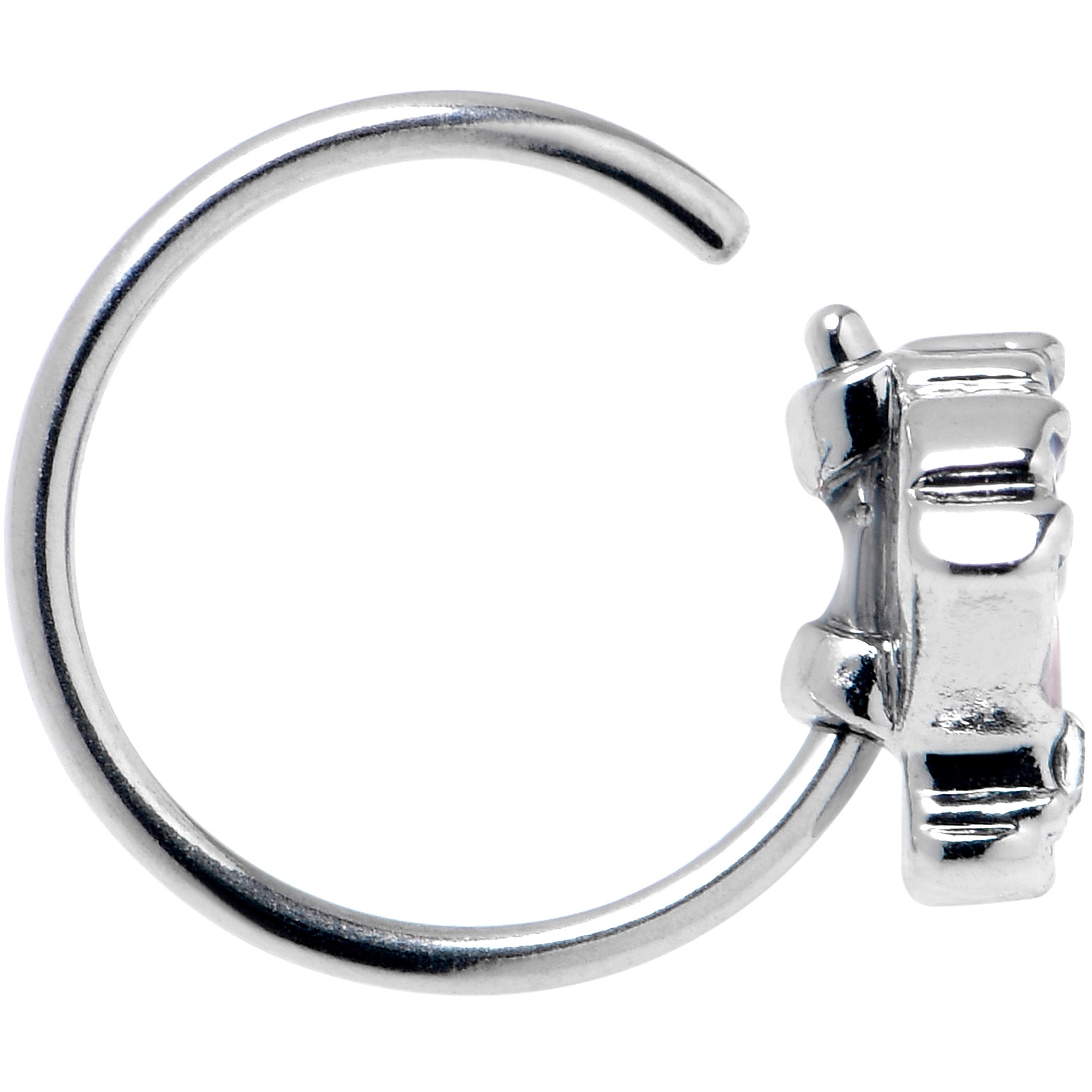 BodyCandy 20G 5/16 Clear CZ Gem Mesmerizing Ocean Sea Shell Magic Nose Hoop — detail close-up