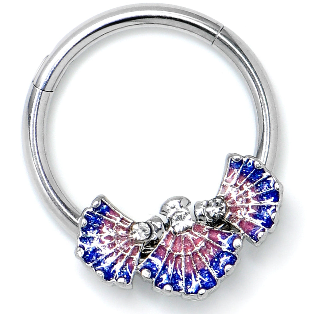 BodyCandy 16G 3/8 Clear CZ Gem Mesmerizing Sea Shells Hinged Segment Ring — lifestyle context