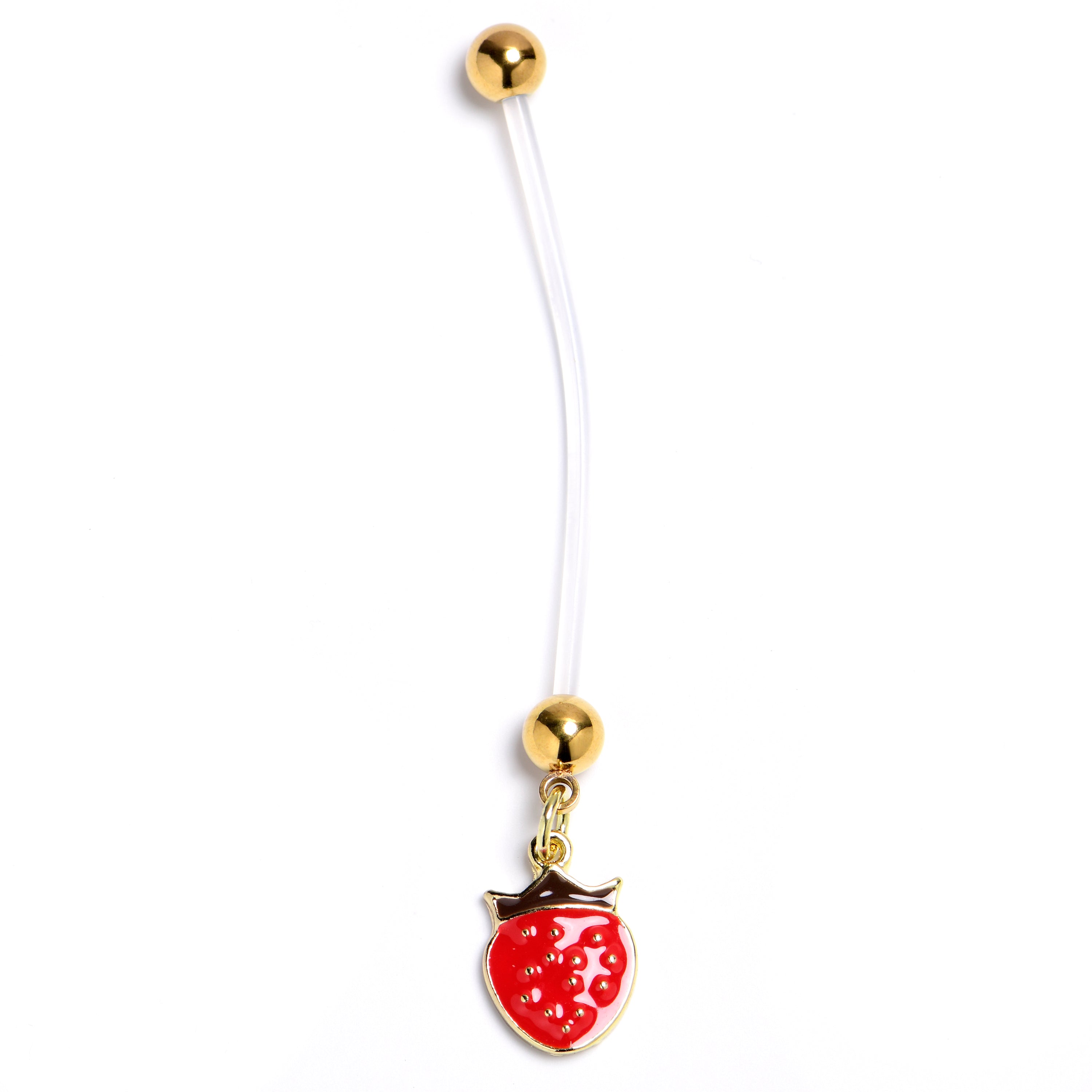 BodyCandy Strawberry Red Dangle PTFE Pregnancy Belly Ring — main product shot