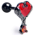 BodyCandy 16G 1/4 Red Gem Black Goth Heart Dangle Cartilage Tragus Earring — main product shot