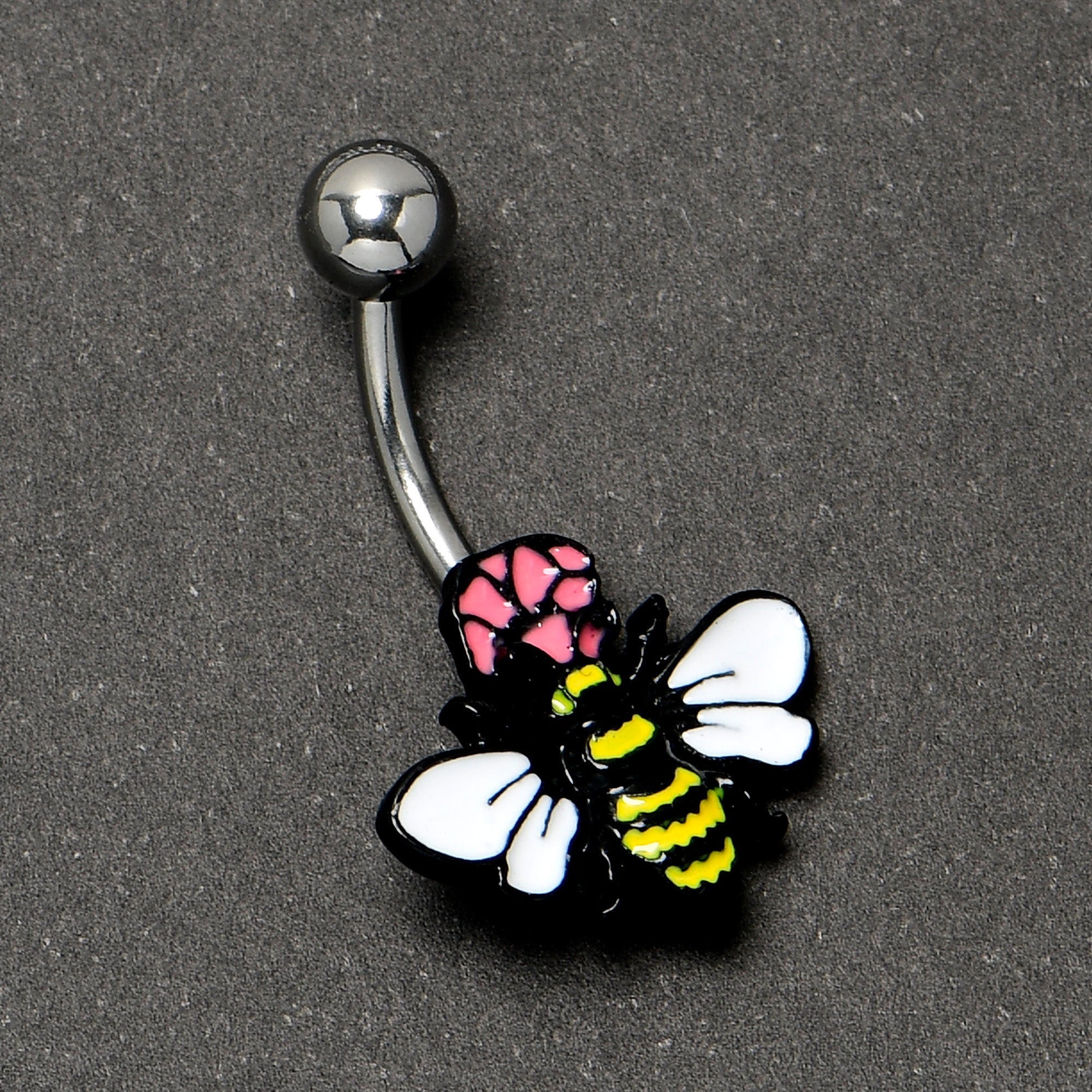 BodyCandy Busy Bee Flower Belly Ring — side view