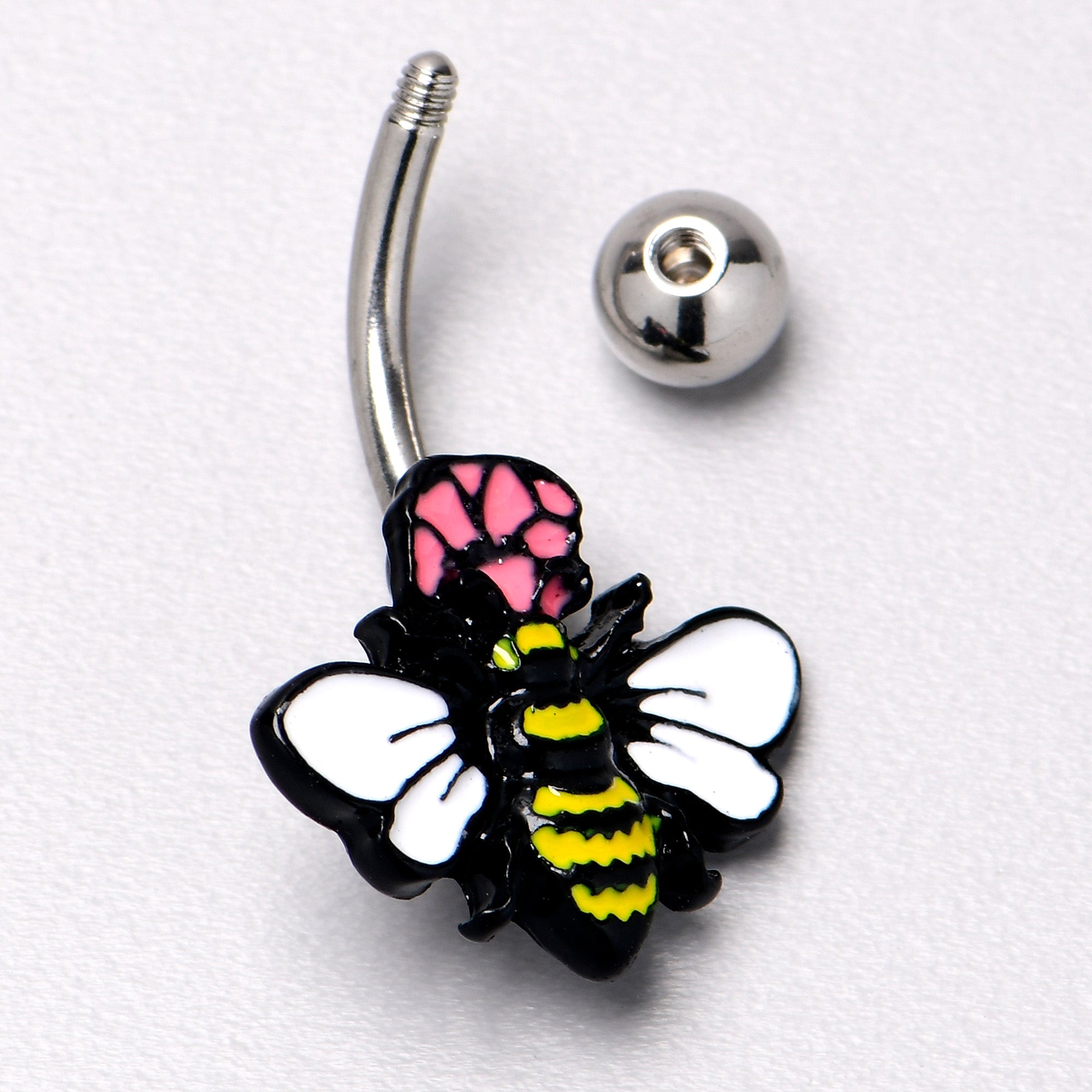 BodyCandy Busy Bee Flower Belly Ring — in-use photo