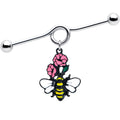 BodyCandy 14G Busy Bee Flowers Dangle Project Bar 38mm — main product shot