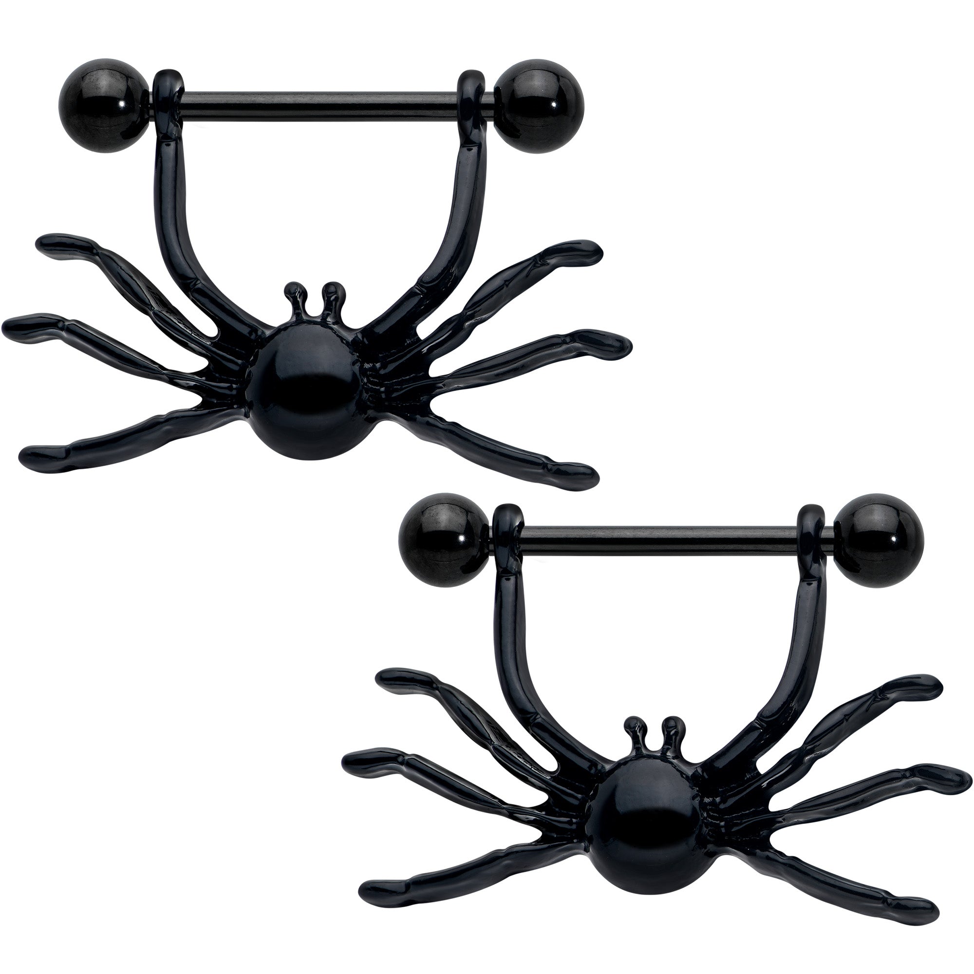 BodyCandy 14G 9/16 Black Leggy Spiders Nipple Shield Set — main product shot