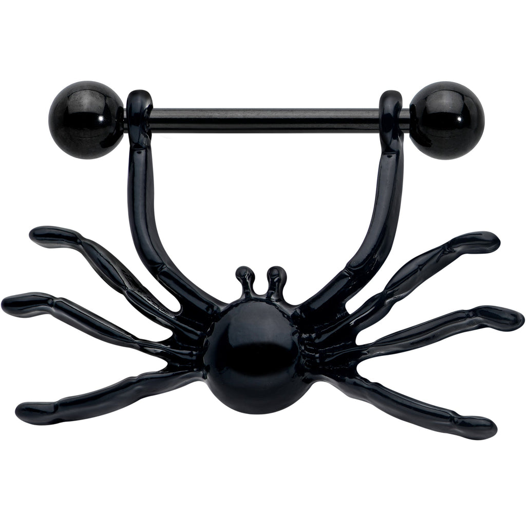 BodyCandy 14G 9/16 Black Leggy Spiders Nipple Shield Set — detail close-up