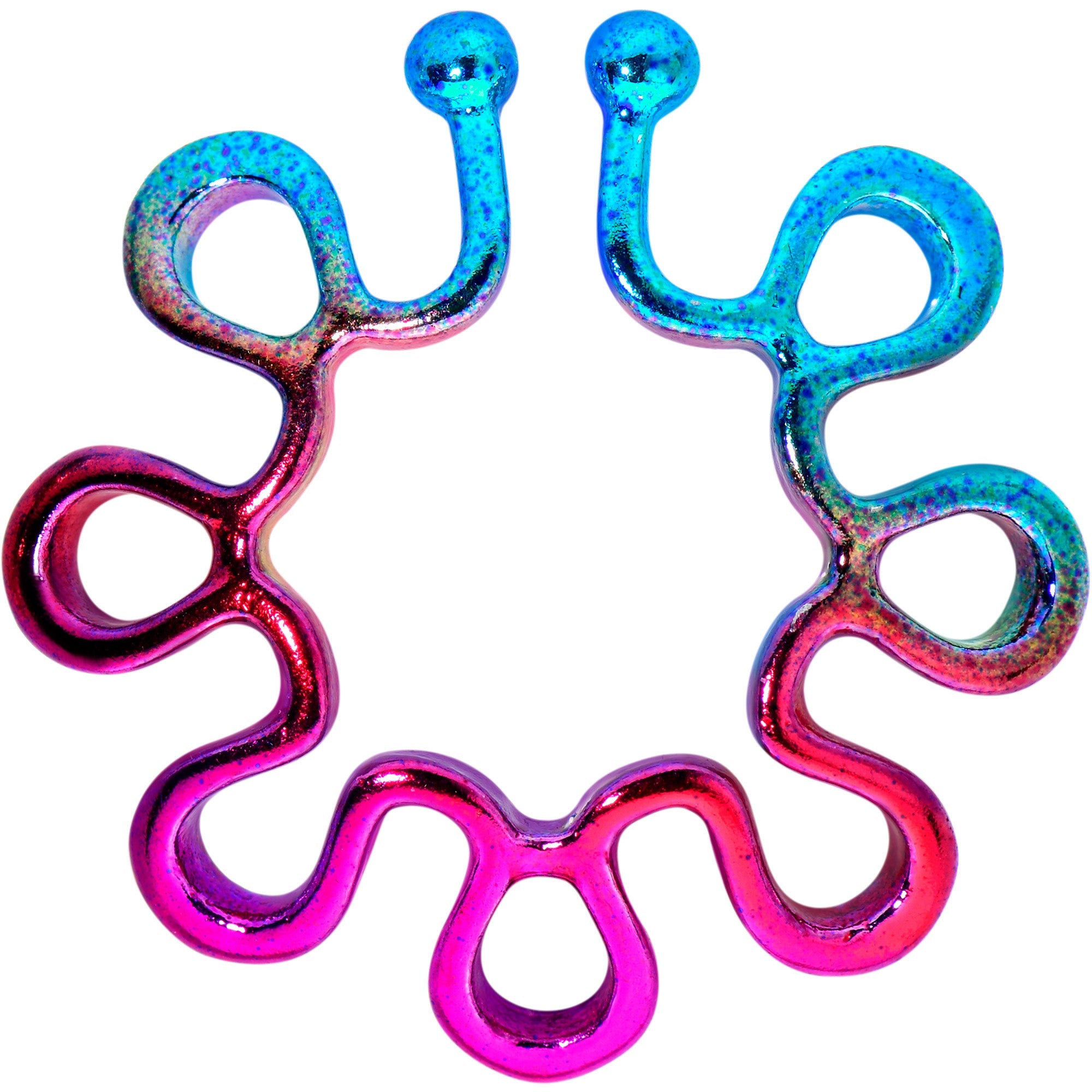 BodyCandy Rainbow Trippy Flower Clip On Fake Nipple Ring Set — detail close-up