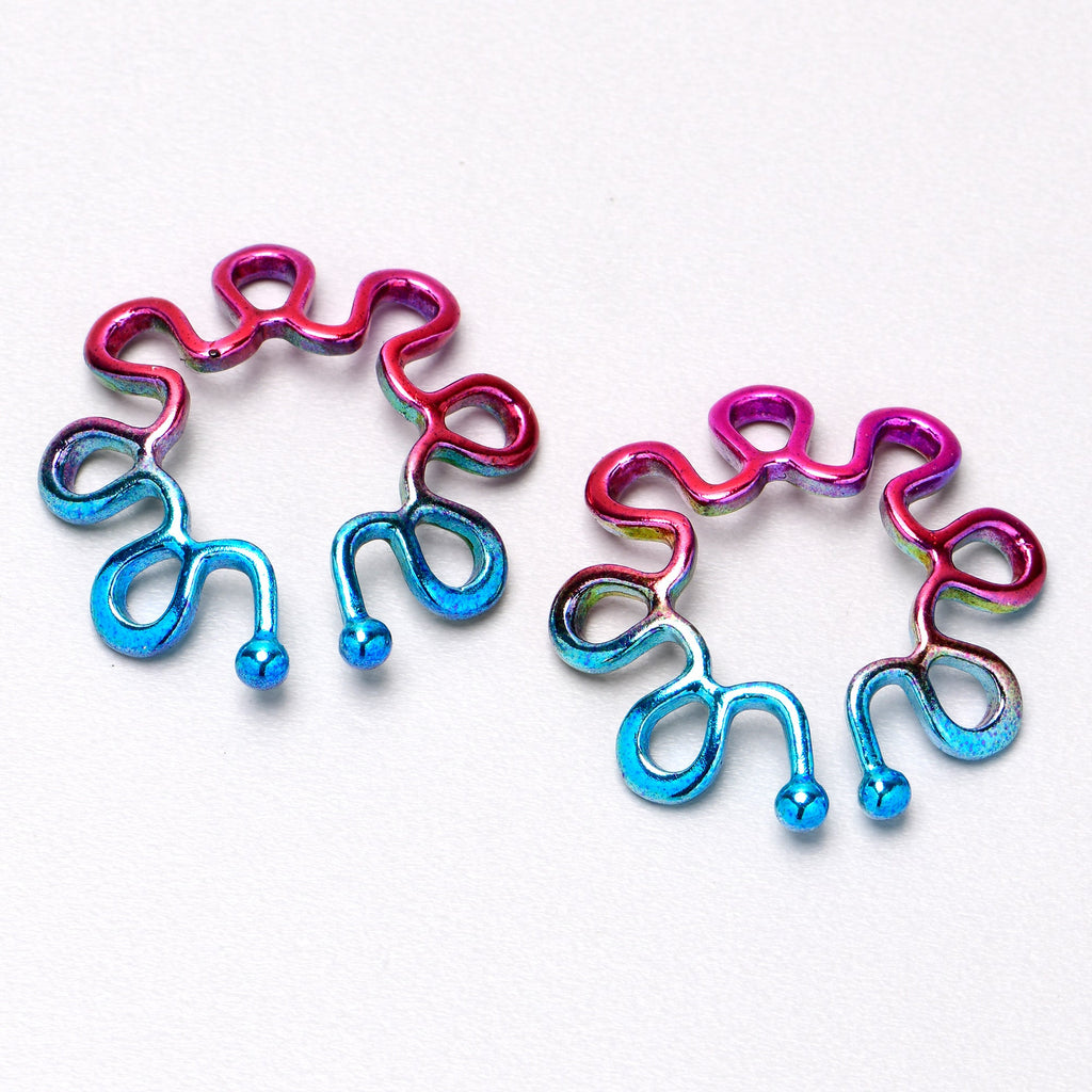 BodyCandy Rainbow Trippy Flower Clip On Fake Nipple Ring Set — alternative angle