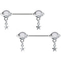 BodyCandy 14G 9/16 Clear CZ Gem Starry Saturn Dangle Nipple Ring Set — main product shot