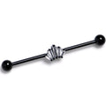 BodyCandy 14G Clear CZ Gem Black Regal Rectangles Industrial Barbell 38mm — main product shot