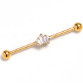 BodyCandy 14G Clear CZ Gem Gold Tone Regal Rectangles Industrial Barbell 38mm — main product shot