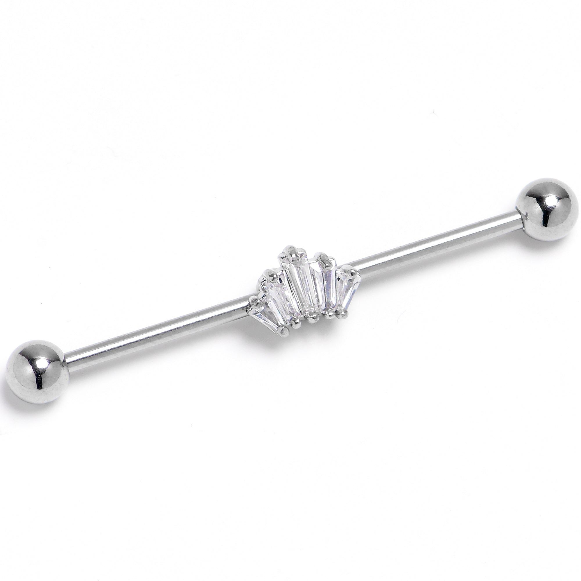BodyCandy 14G Clear CZ Gem Regal Rectangles Industrial Barbell 38mm — main product shot